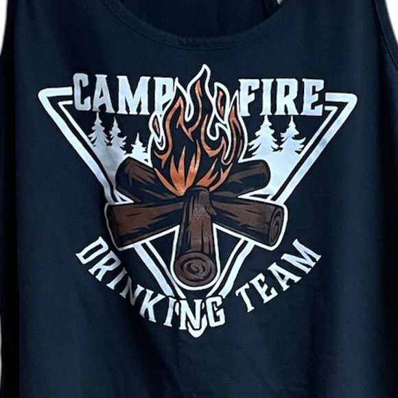Campfire Drinking Team Funny Graphic Ladies Tank Top Sz L - Picture 2 of 4